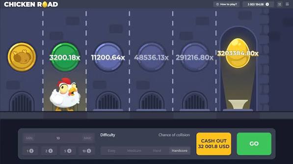 Tela do Chicken Road com a galinha diante das linhas de bueiros